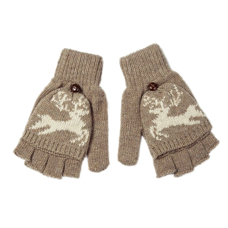 Fashion Winter Women Clamshell Acrylic Fingerless Gloves