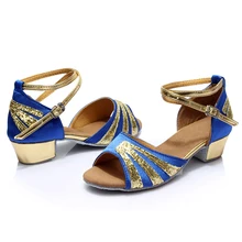 Ballroom Salsa Tango Latin Low Heels Professional Dancing Shoes for Girls Women W15