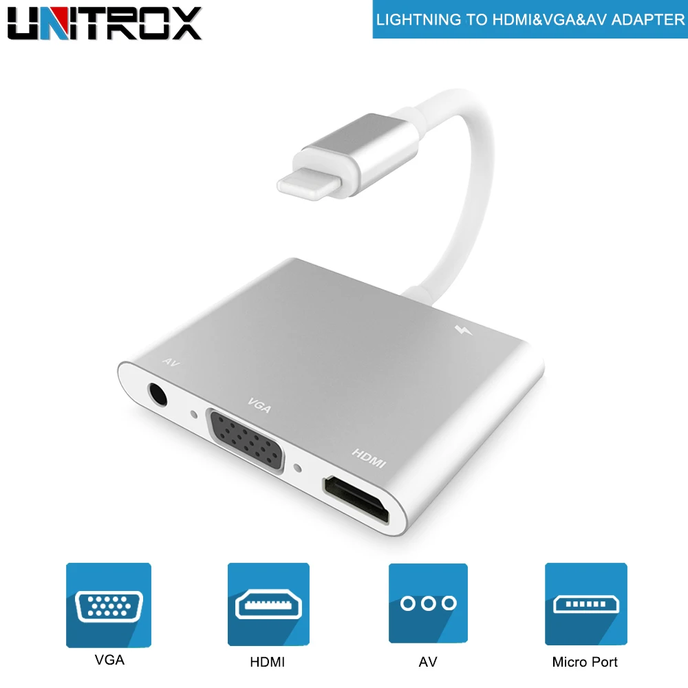 5 шт. Высокое качество HDTV OTG кабель для Lightning к HDMI VGA AV аудио Vidio адаптер iPhone X/XS/XR/8 P/8/7
