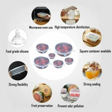 6 шт Силиконовые стрейч многоразовые крышки герметичные пищевые обертывания крышки сохраняют свежесть уплотнение Чаша эластичный обертывание крышка кухонная посуда 3