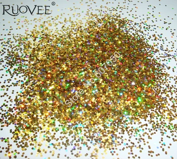 

1MM Laser Holographic Diamond Gold Color Hexagon Glitter Paillette Spangles Shape for DIY Nail Art Decoration