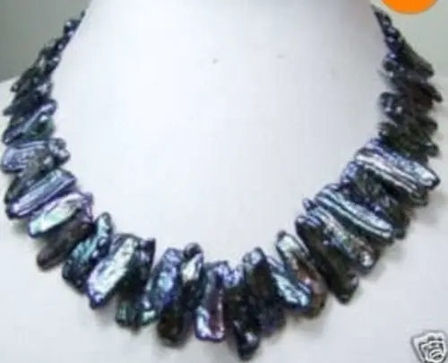 

Natural abnormal shape and Black pearl necklace 18"Noble style Natural Fine jewe FREE SHIPPING
