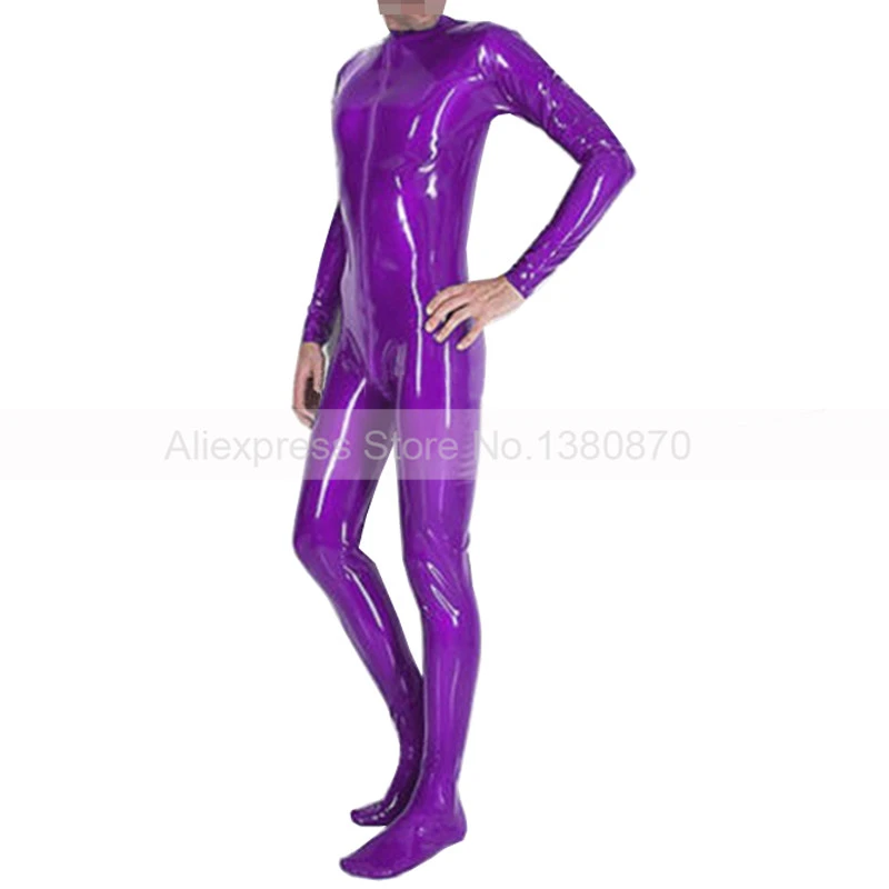 紫色の男性ラテックスキャットスーツラバースーツ靴下とプラスサイズxxxlカスタムメイドs Lcm102 Mens Latex Catsuit Latex Catsuit Rubberlatex Mens Bodysuit Aliexpress