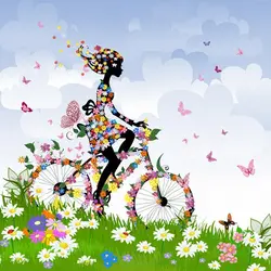 Полный DIY картина из бисера, пейзаж велосипед трава девушка крестиком картины для выкладывания камнями Стразы мозаика домашний декор