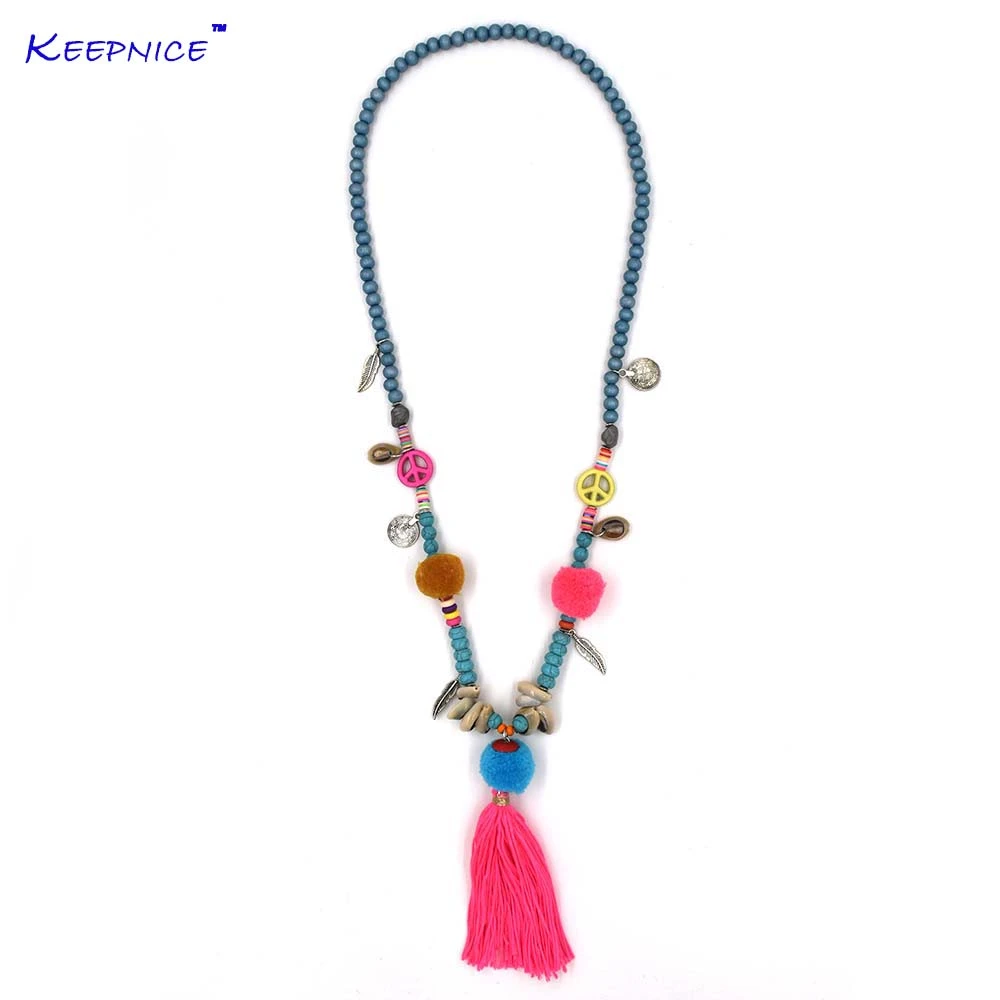 Collar con colgantes de pompones y borlas rosas, bohemio, con flecos largos, cadena de cuentas de Maxi collares|pendent necklace|maxi necklacenecklace boho - AliExpress