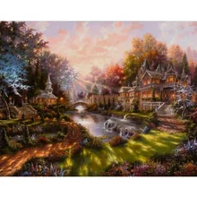 Diy diamante pittura di paesaggio pieno di diamanti punto croce in cristallo di diamante quadrato set decorativo 5d ricamo K91