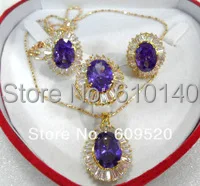 10*14 мм Фиолетовый Циркон серьги кулон ring8