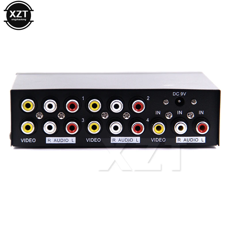 1pcs 4 Port 1x4 AV Video Audio Splitter RCA with Metal Housing 1 in FOR
