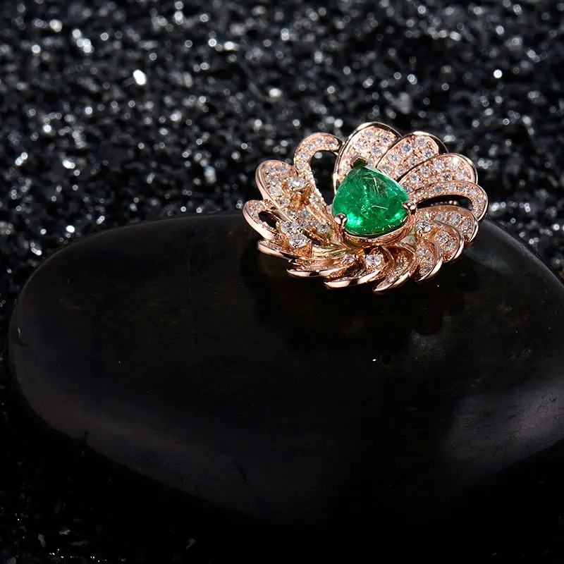 LOVERJEWELRY, женский Изумрудный кулон, королевский дизайн, натуральные бриллианты, изумруд, груша, 7x9 мм, форма, 18 К, розовое золото, подвеска для помолвки