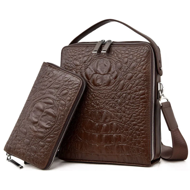 Genuine Leather Men'S Messenger Shoulder Bags Business Handbags Alligator Male Flap High Quality Large Capacity Hot Sale | Багаж и