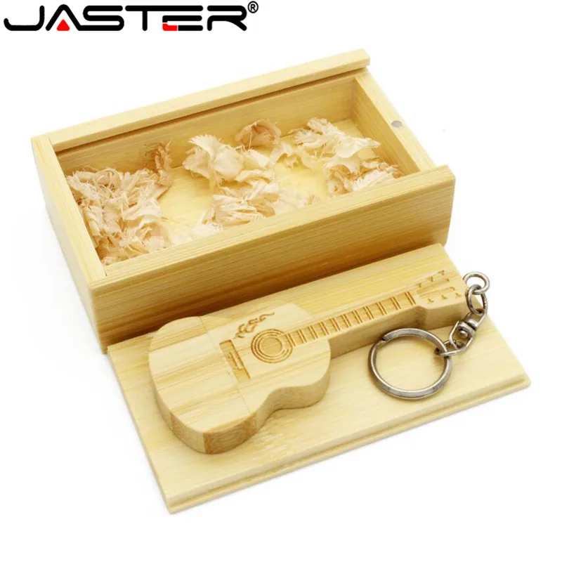 JASTER(более 10 шт. бесплатный логотип) деревянная гитара+ коробка usb флэш-накопитель деревянный Флешка 64 ГБ 16 ГБ 32 ГБ карта памяти U диск свадебные подарки