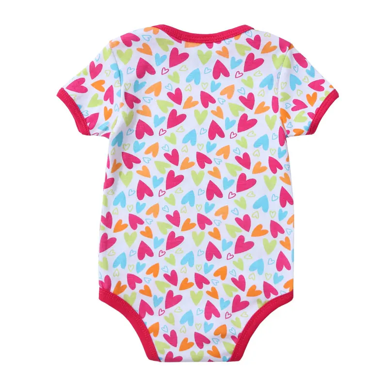 3Pcslot Bodysuit Baby Summer Short Sleeve Cotton Love Printed Fashion Infant Newborn Baby Girl Clothes Onesie Jumpsuit for Baby (1)