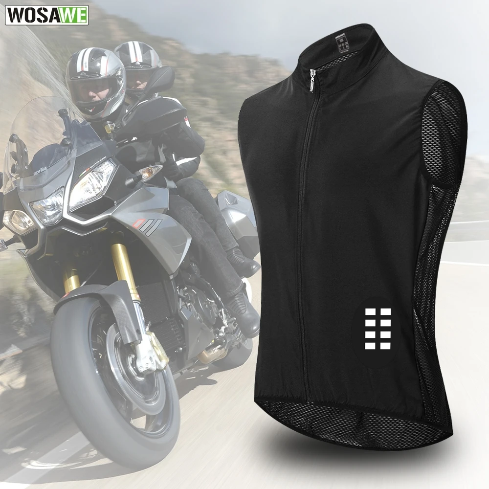 

WOSAWE Motorcycle Reflective Vest Windproof Breathable Mesh Fabric Summer moto Motocross Racing Vest Bike MTB Clothing
