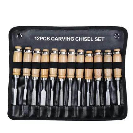 

Professional 12Pcs/set Manual Wood Carving Hand Chisel Tool Set Carpenters Woodworking Carving Chisel DIY Detailed Hand Tools