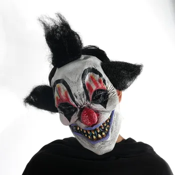 

Full Face Scary Clown Latax Mask Black Hair Horror Masquerade Adult Ghost Party Mask Halloween Props Costumes Fancy Dress