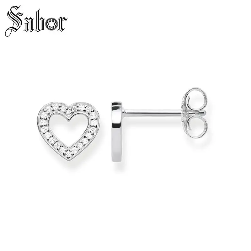 

Stud Earrings Heart Pave party Gift For Women High Quality Earring 925 Sterling Silver Fashion Jewelry thomas