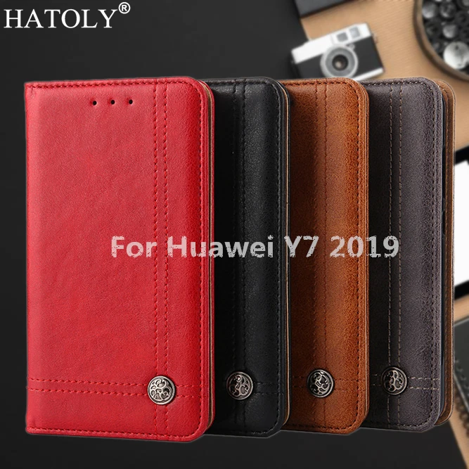 Flip Case For Huawei Y7 2019 Leather Phone Silicone Soft Cover Back Funda Capa | Мобильные телефоны и аксессуары