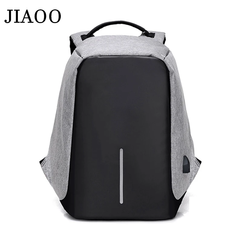 

JIAOO Men Travel Backpack Waterproof School Bag 15 inch Laptop Backpack USB Charging Anti Theft Backpack Male Mochila