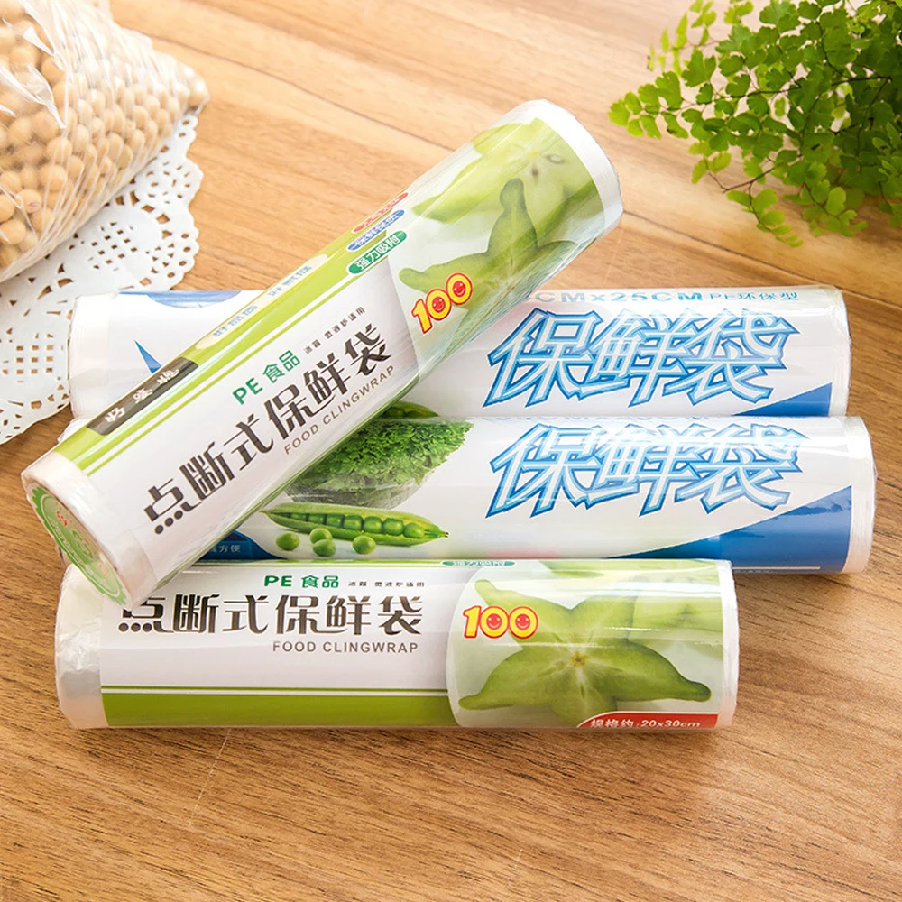 1 Roll Saran Wrap Food Vacuum Transparent Point Break Mode Freshness Protection Packages Saver Bag Food Storage Bags Home Daily (7)