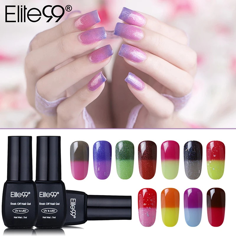 Светодиодный Гель лак для ногтей Elite99 7 мл|nail polish|temperature changing nail polishtemperature change |