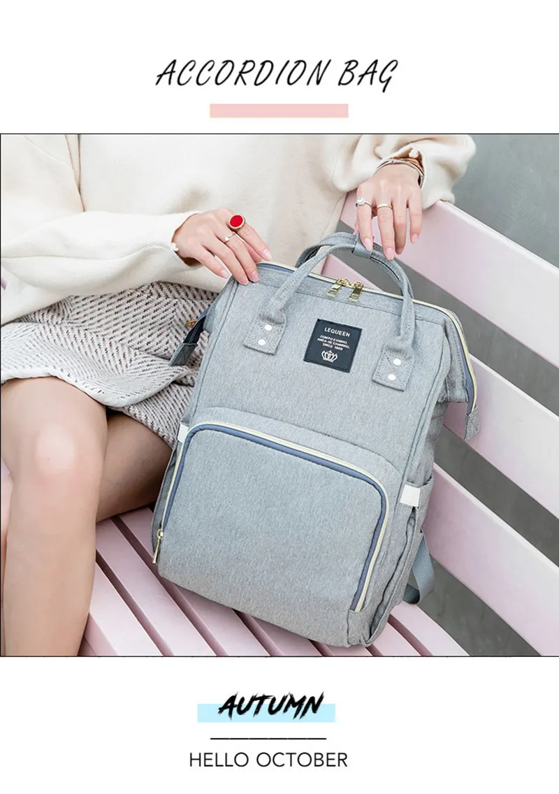 Stylish Backpacks discount Lequeen Baby Diaper Bag with USB Interface Large Waterproof Nappy Bag Kits Mummy Maternity Travel Backpack Nursing Bag with Hook Stylish Backpacks discount
