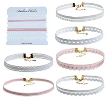 Vintage Lace Tattoo Velvet Flower Choker Necklaces For Women 6 Pcs/set Pendant Necklace Fashion Girls Chocker Collares Z670 lace choker necklace set