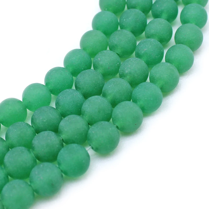 Матовый зеленый бисер из натурального камня aventurine 4 ~ 12 мм круглые шарики