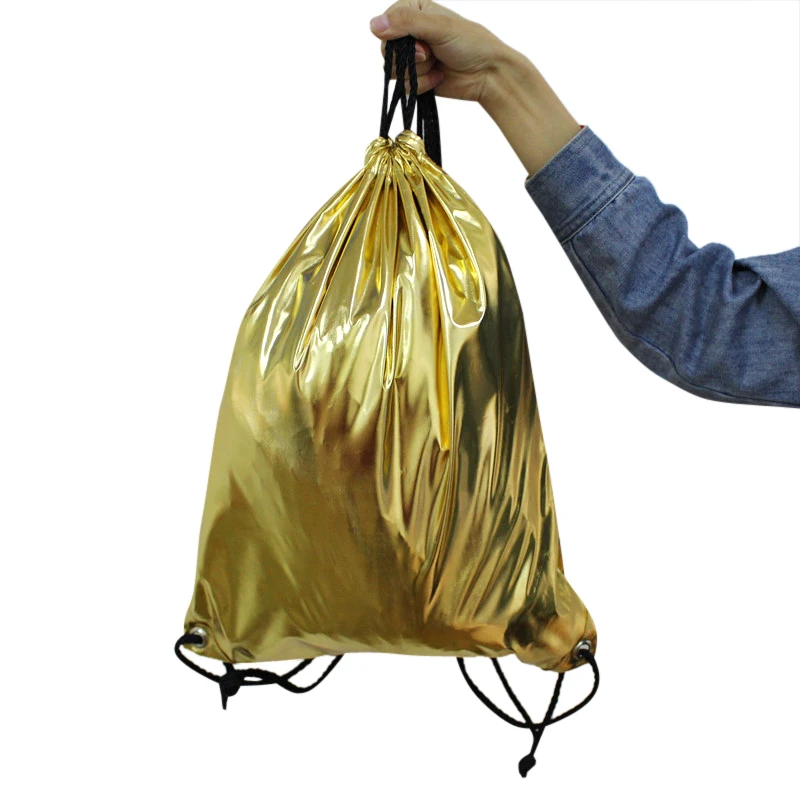 XZJJA الذهب الفضة أشتات حقيبة التخزين الصالة الرياضية الرباط على ظهره أحذية السفر الملابس المنظم الحقيبة حقيبة شاطئ مضادة للماء