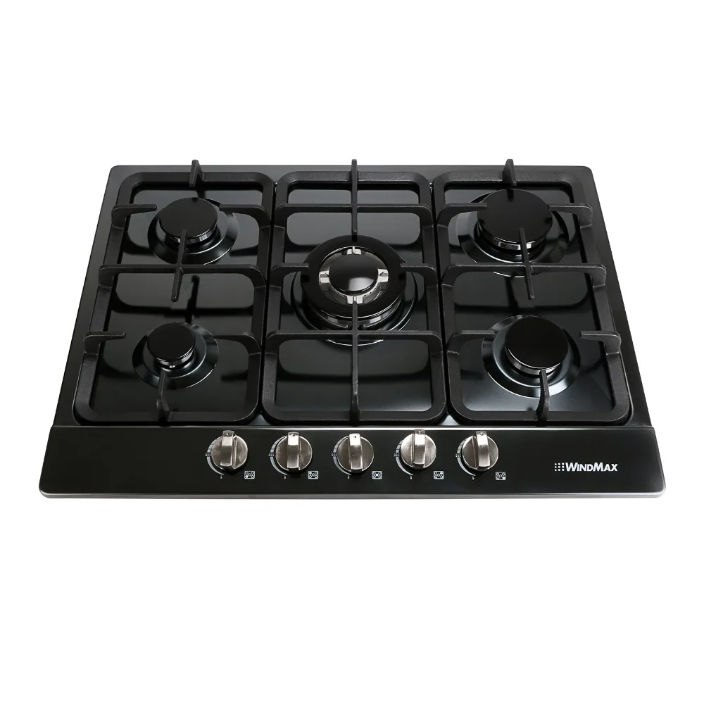 gas hob burner 6 Gas New Black Steel WindMax 680mm Stainless Burner 5