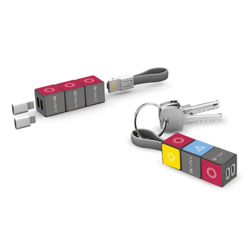2 في 1 USB كابل بيانات مع ل أبل/نوع-C محول ، المحمولة الدورية روبيك مفتاح سلسلة البيانات الحبل