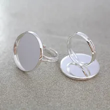 Пустой Настройки кольцо с круглый изогнутый ободок Камея Стекло кабошоны основы Кольца DIY ювелирных изделий с серебряным покрытием 8 мм- 27 мм