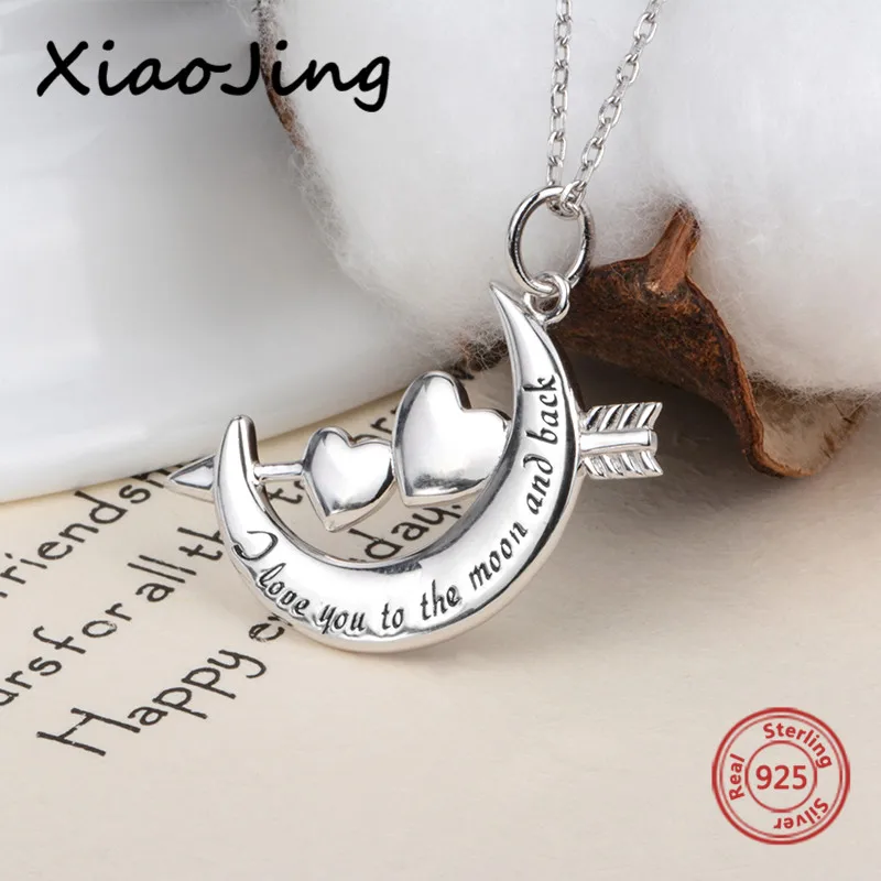 

100% 925 sterling silver I love you to the moon and back pendant necklace diy European fashion jewelry making for omen gifts