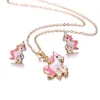Conjunto de joyería para mujer, encantador collar de unicornio y caballo rosa de dibujos animados, conjunto de joyería para mujer, disfraz de fiesta, joyería de compromiso de boda ► Foto 3/6