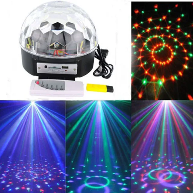 Digital RGB LED Music Crystal Magic Ball Effect Light MP3 USB  Disco DJ Stage Lighting+Remote Control
