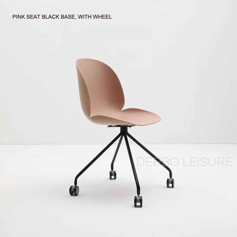 Современный дизайн, пластиковый металлический чердак, поворотный Офисный Компьютерный стул для учебы, хороший модный дизайн, популярный W или W/O колесный обеденный стул, 1 шт - Цвет: PINK S BLK B W W
