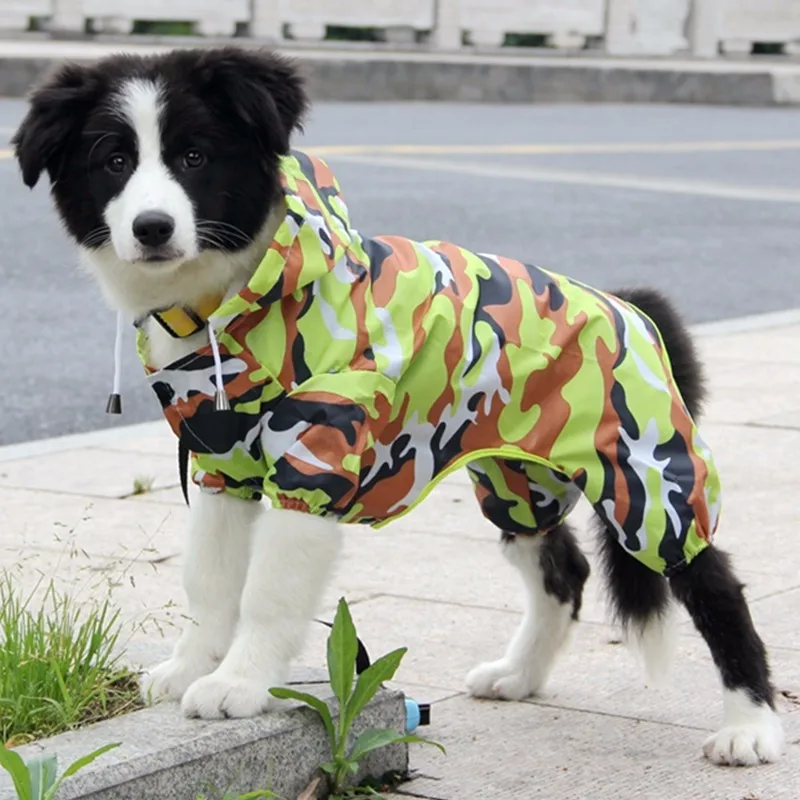 Камуфляжный дождевик для маленьких, средних и больших собак, водонепроницаемый комбинезон для домашних животных, одежда, плюшевый пудель, чихуахуа
