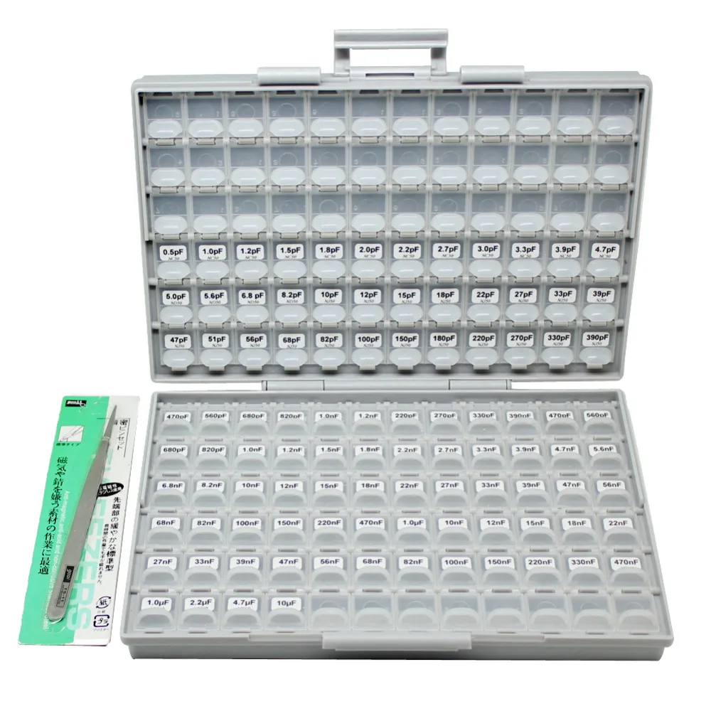 AideTek SMD 0603 엔지니어링 샘플 커패시터 박스 키트 100 개 값 x 50 개 박스-모든 NPO 10 미크로포맷 모듬 플라스틱 부품 도구 상자 C0650