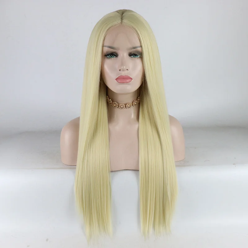 

Fantasy Beauty Long Straight #613 Lace front Wig Heat Resistant Yaki Blonde Synthetic Full Head Premium 150 Density Layered Hair