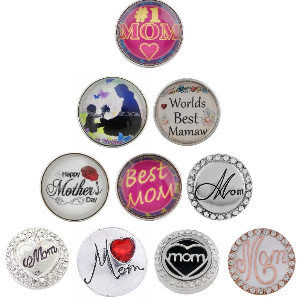 

10pcs/lot 2018 High Quality Multiple Styles Snap Jewelry 18mm Snaps Buttons fit Snap Bracelet for Mothers day gifts