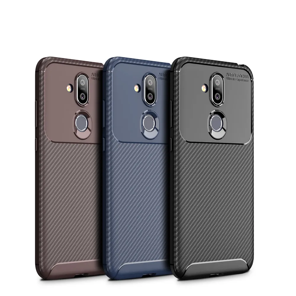 Для Nokia 9 Pureview X5 X6 X7 чехол силиконовый матовый тонкий из углеродного волокна