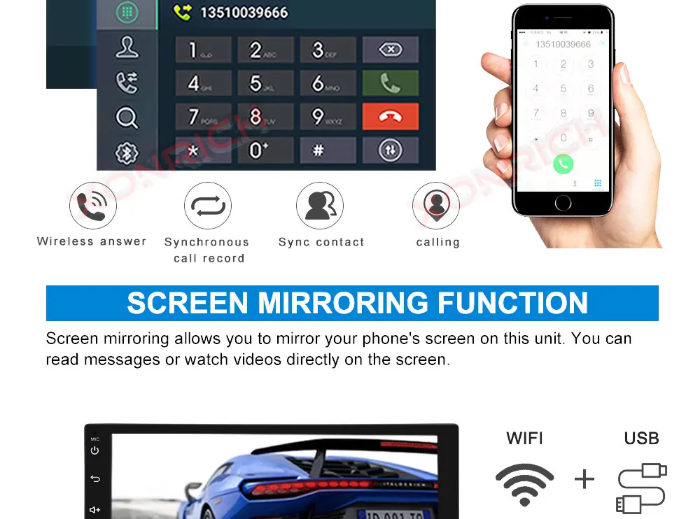Top Autoradio Double Din Android 9.0 Universal Car Multimedia Player Stereo Head unit NO DVD Quad Core Wifi GPS Navi 178mm*100mm 9