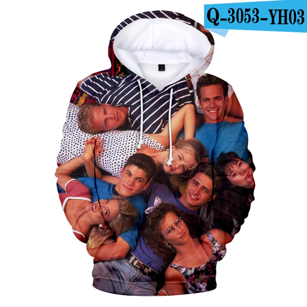 Беверли Холмс 90210 Luke Perry мода унисекс Crewneck толстовка с принтом с длинными рукавами Pollover плюс размер женские толстовки с 3D принтом - Цвет: F
