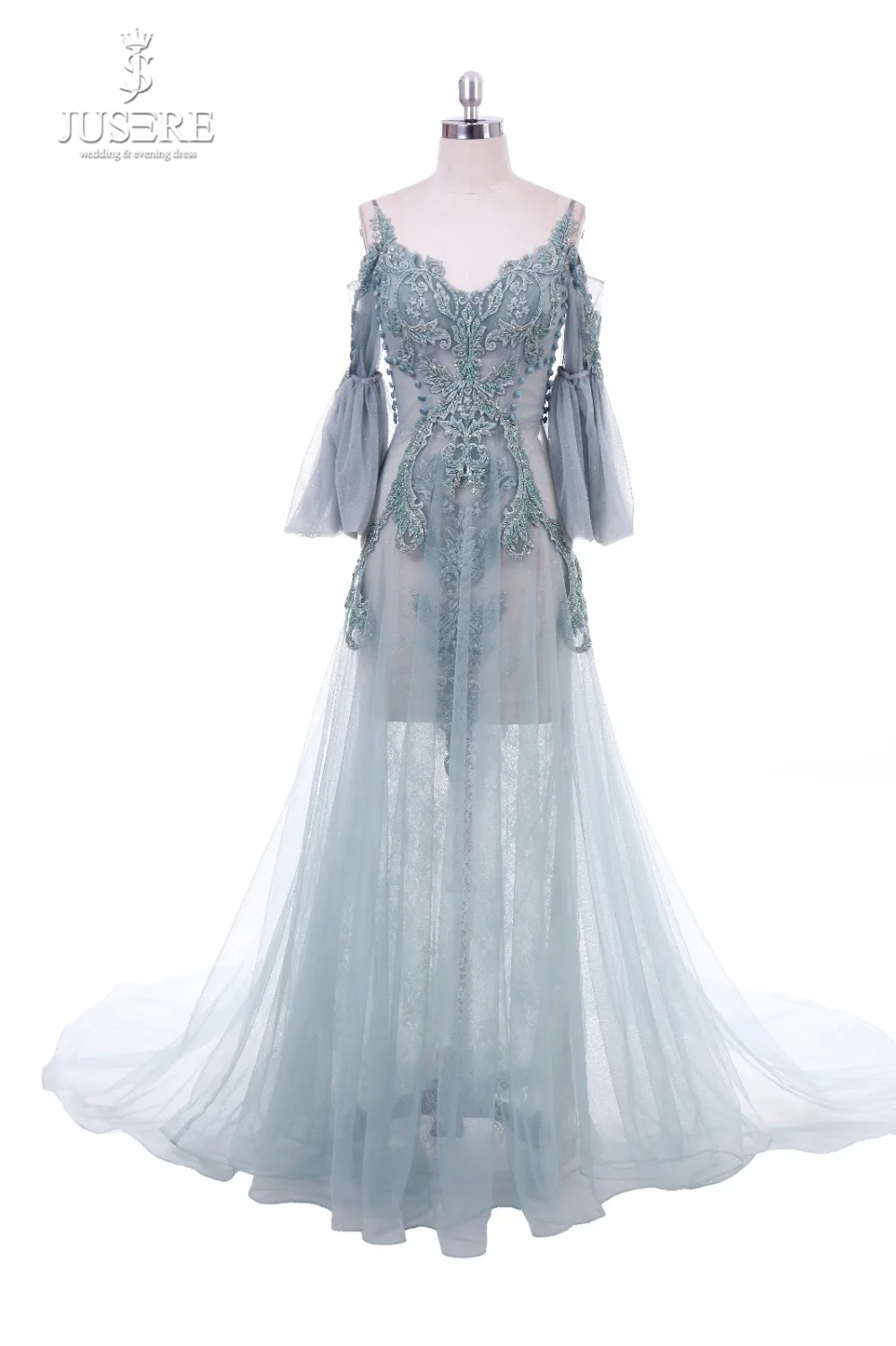 Jusere 2019 Haute Couture Реальные фотографии вышивка кристаллами А-силуэта вечерние платья