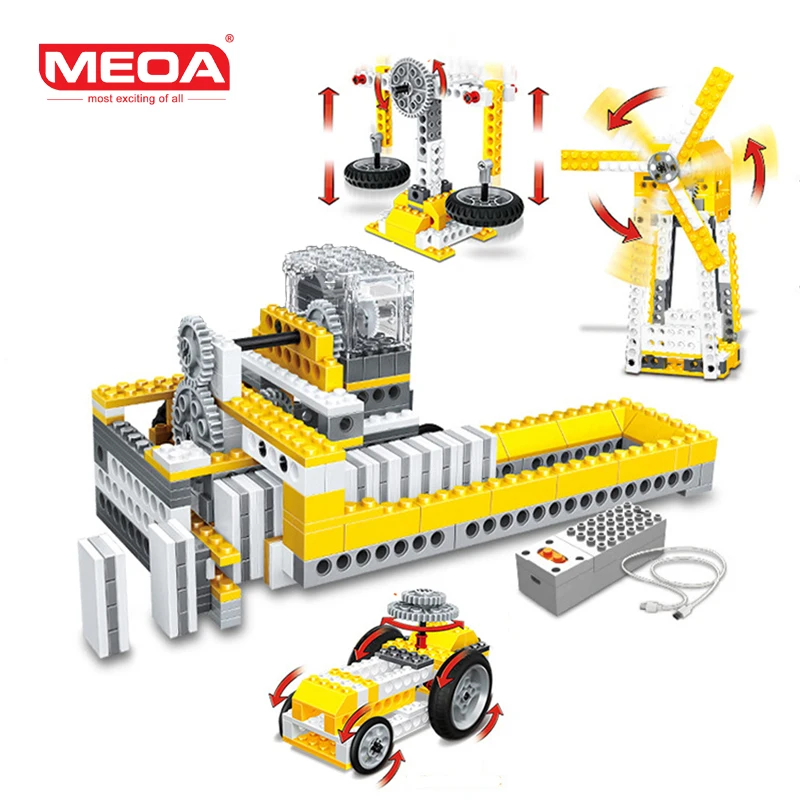 MEOA 1405 4 IN 1 TECHNIC Machinery Teaching Intellectual Toys Auto Power Domino Machinery Building Blocks MOC Bricks Kids Toys photo