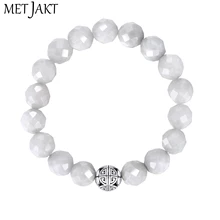 MetJakt, натуральный кварц, ручная работа, эластичные браслеты с шармами, твердые, 925 пробы, серебряные, Длинные бусины для унисекс, ювелирные изделия(16-21 см