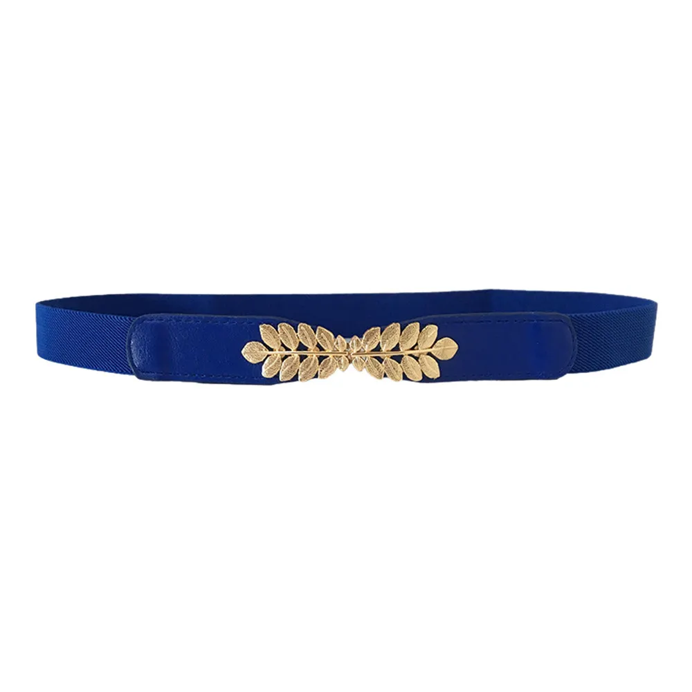 

Ladies Slim Fashion Waist Belt Access Thin Shiny Leather Women Matching fashion Leaf elastic stretch wild women's wide belt