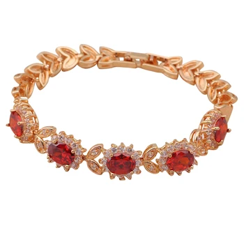 

Red Crystal & AAA Zircon garnet Gold tone charm bracelets for women Health Nickel & Lead free Fashion jewelry TB421A