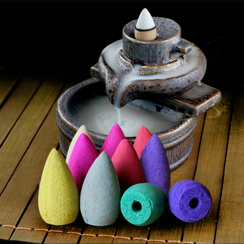 50pcs Home Natural Smoke Tower Cone Bullet Backflow Incense Hollow Aromatherapy