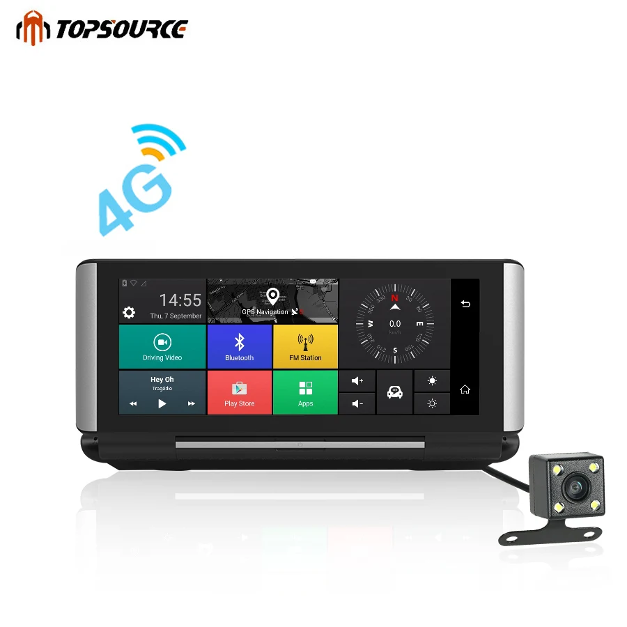Автомобильный видеорегистратор TOPSOURCE Pro с GPS 3G/4G 6 86 дюйма Android 5 0 Wi Fi 1080P|car gps|gps gpsgps