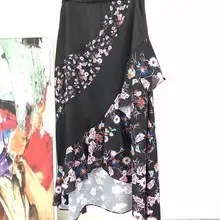 Новая женская юбка с цветочным принтом и рюшами, асимметричная длинная юбка